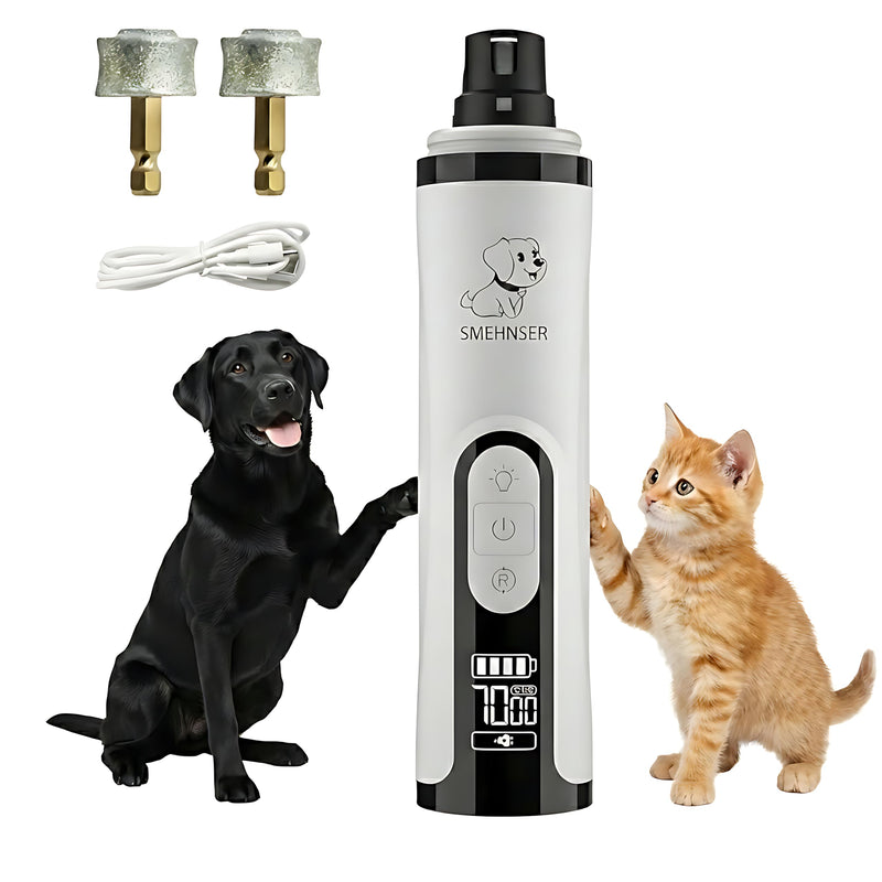 Professional Dog Nail Grinder with LED Quick Sensor Light & LCD Screen, 3-Speed, Corded/Cordless, 8Hr Runtime, Quiet Electric Pet Nail Trimmer Kit w/Clippers, 2000mAh Rechargeable for Dogs & Cats - PawsPlanet Australia