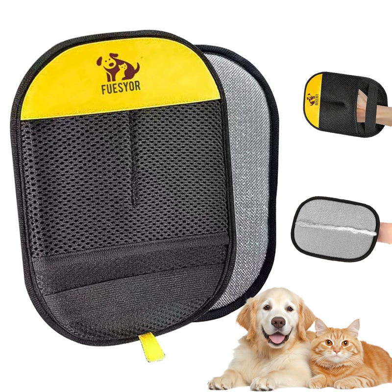 Pet Hair Remover Tool Glove for Cats & Dogs, Static Lint and Fur Removing Mitts for Laundry, Couch, Carpet, Clothing, and Auto Seats Yellow - PawsPlanet Australia