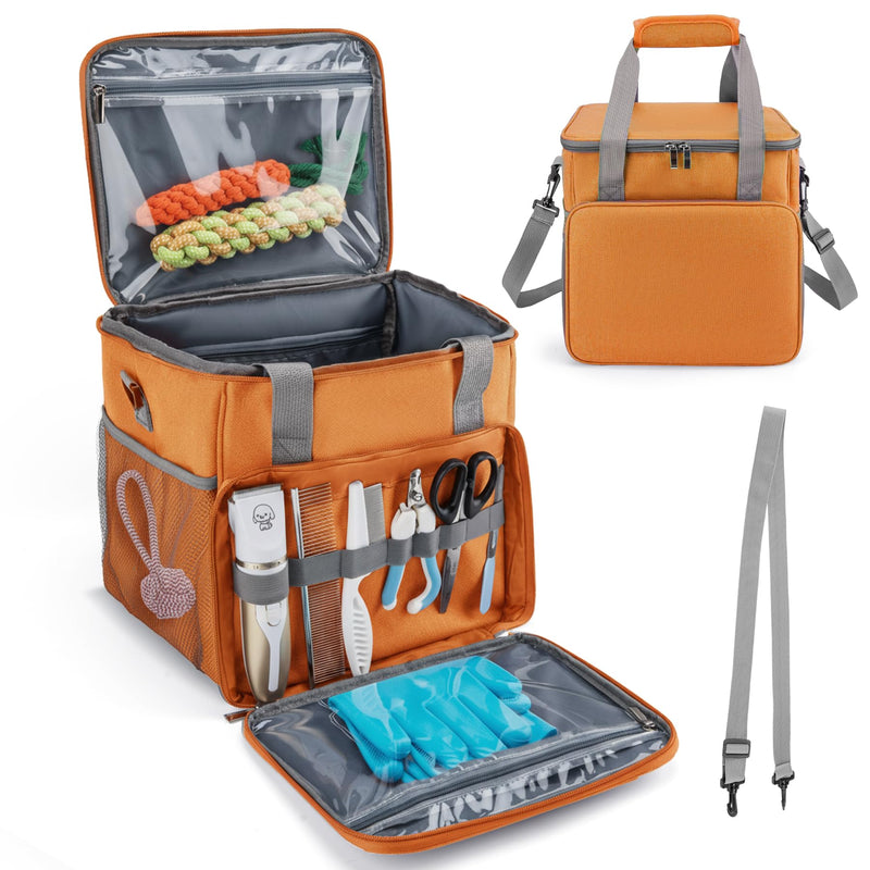 SMYV Pet Grooming Bag for Dog Grooming Supplies, Dog Tote Travel Bag for Pets Grooming Tools Kit Accessories - Orange - PawsPlanet Australia