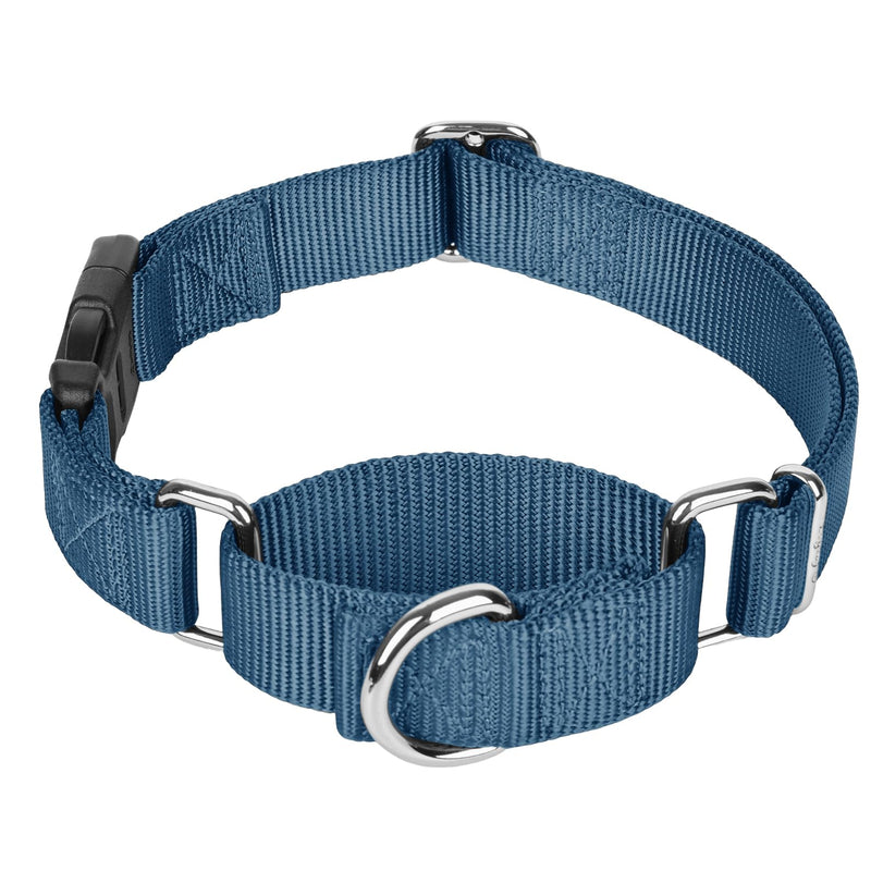 Martingale Collar for Dogs with Quick Release Buckle, Heavy-Duty Solid Color Nylon Training Collars - Adjustable No-Slip Design for Medium & Large Dog Marina Blue M?15—17.75in? - PawsPlanet Australia