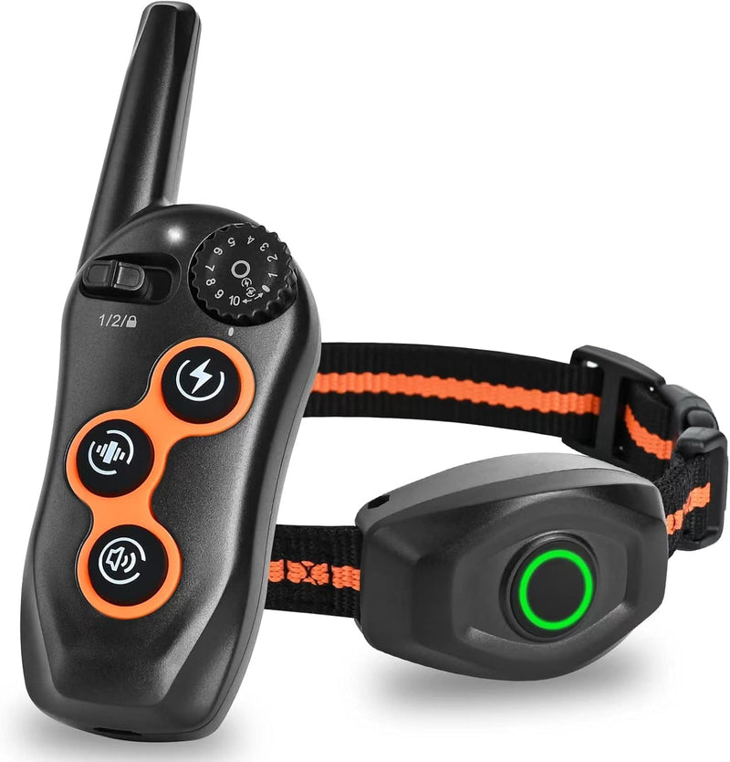Dog Shock Collar with Remote Control,1300Ft,IP67 Waterproof Dog Training Collar with 3 Training Modes, Beep, Shock, Vibration,Safe Lock for Small, Middle,Large Dogs (Orange, Middle,Large) - PawsPlanet Australia