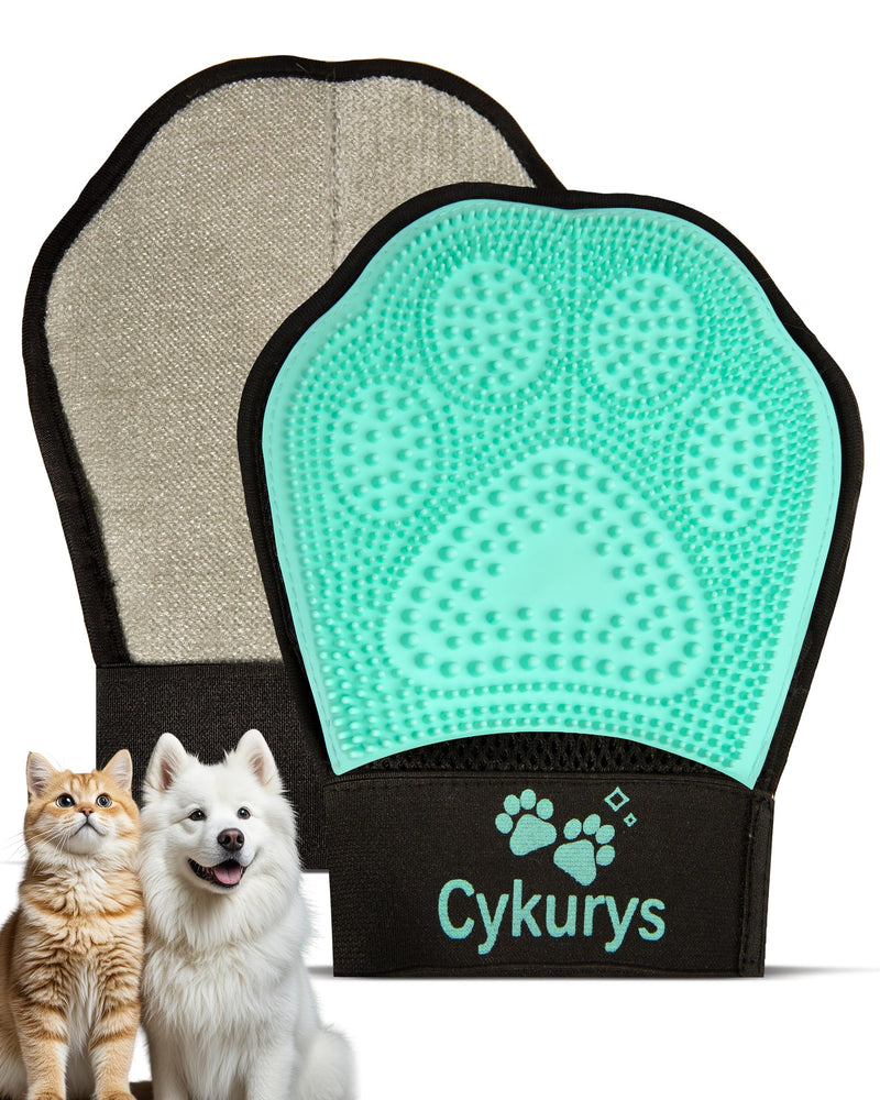 Pet Hair Removal Glove for Dogs & Cats, 2-in-1 Double-Sided Pet Grooming Tool, Electrostatic Pet Hair Remover Glove for Clothes & Furniture + Silicone Brush for Deshedding Pets 1PCS - PawsPlanet Australia