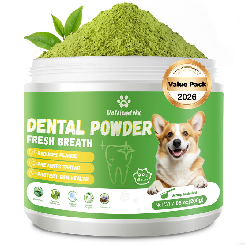 Dog Dental Powder, 200g Dental Powder for Dogs Teeth Cleaning and Breath Fresh, Dog Teeth Cleaning Powder with Natural Plants Ingredients and Postbiotics - PawsPlanet Australia