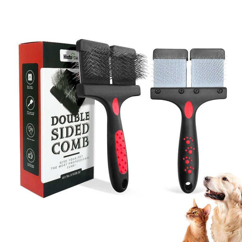Double-Sided Slicker Brush for Dogs Flexible Soft-Tip Dog Brush Professional Pet Grooming Brush for Dogs&Cats Stainless Steel Pin,Comfortable Handle,Remove Loose Hair/Undercoat/Tangles - PawsPlanet Australia
