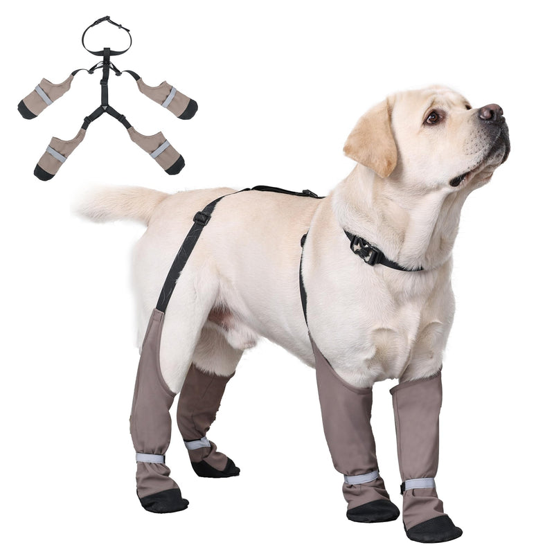 Dog Suspender Boots for Small/Medium/Large Dogs, Tall Waterproof Paw Protectors, Anti-Slip & Fall Rain Booties Snow Shoes Leggings, Adjustable Strap Pet Boots for Outdoor Walking Hiking (L) L - PawsPlanet Australia