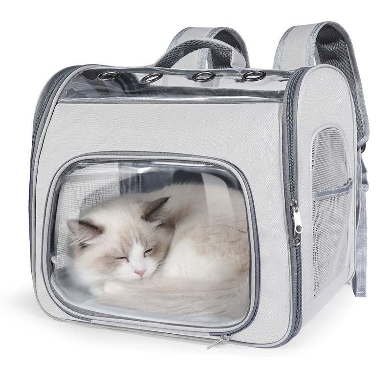 Innovative Traveler Backpack Pet Carriers Cat Backpack with Breathable Mesh Puppy Travel Carrier with Soft Padded Reinforced Support Foldable Small Dog Carrying Backpack for Kitty up to 15lbs (Grey) Grey