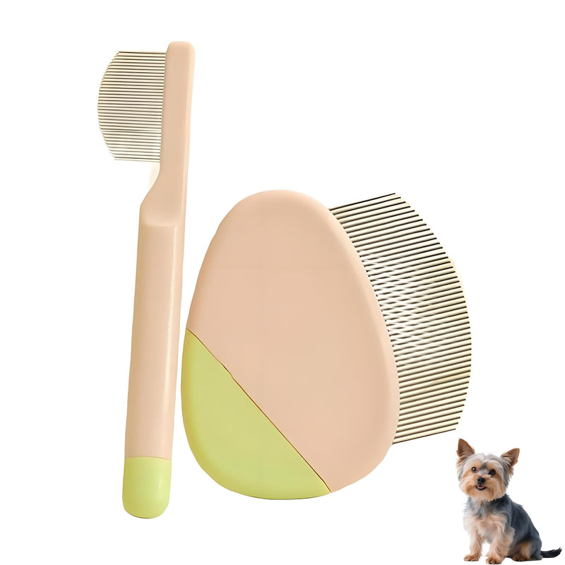 2 Pack Stainless Steel Dog Eye Comb - Small Design for Pet Facial & Paw Grooming, Round-Tip Arc Teeth, ABS Handle, Puppy Flea Brush, Fit Yorkie, Shih Tzu, Maltese Maltipoo Pomeranian - PawsPlanet Australia