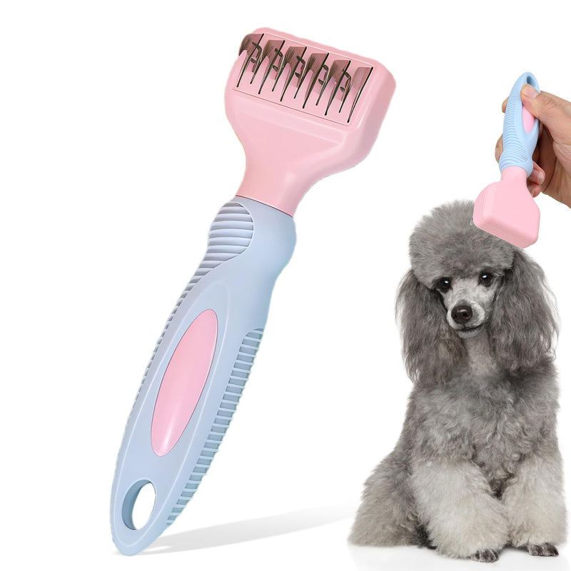 Professional Pet Dematting Comb for Dogs and Cats, Stainless Steel Rounded Teeth, Gentle Knot and Tangle Removal Tool, Grooming Supplies