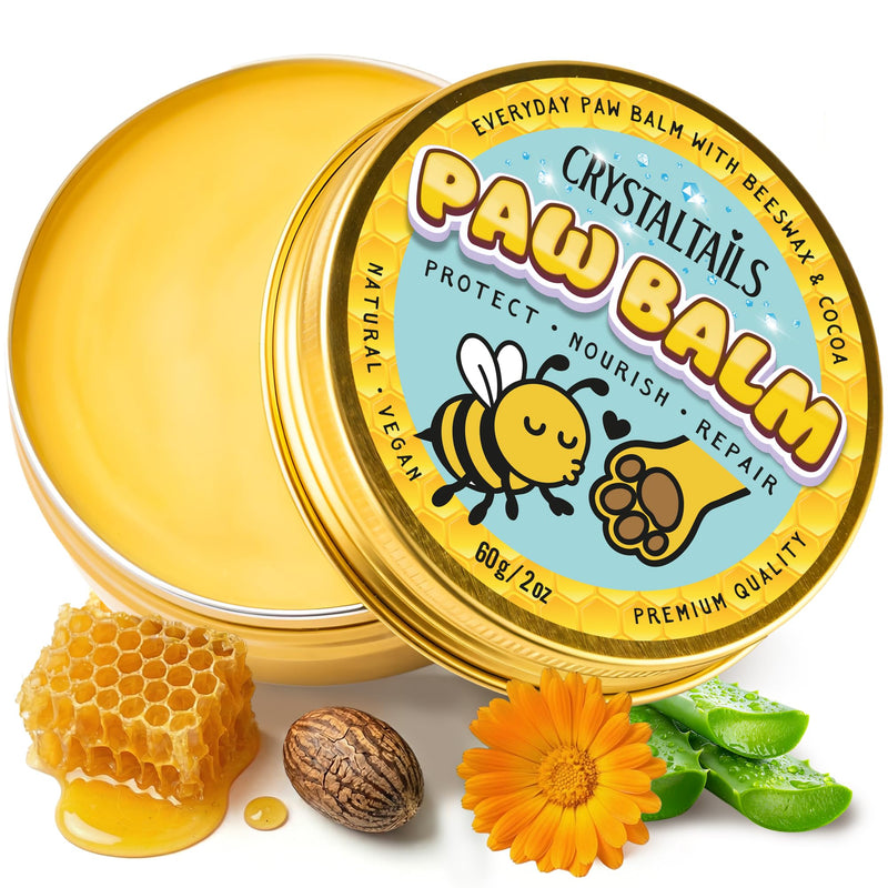 Dog Paw Balm for Dogs – Lick Safe Paw & Nose Balm for Dry, Cracked Paws, Non-Toxic Daily Paw Care, with Beeswax & Cocoa Butter (2oz) (60g)