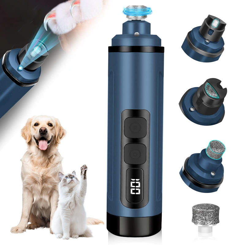 Dog Nail Grinder Electric Powerful 3 Speeds Dog Nail Clippers with Lights Quiet Cat Nail Clipper Painless Care Trimmers Tools for Small Medium Large Dogs and Cats (Blue) Blue - PawsPlanet Australia