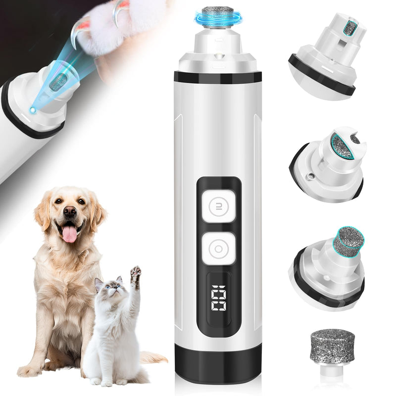 Dog Nail Grinder Electric Powerful 3 Speeds Dog Nail Clippers with Lights Quiet Cat Nail Clipper Painless Care Trimmers Tools for Small Medium Large Dogs and Cats (Black) Black