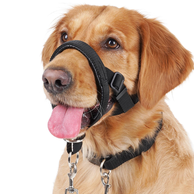 BARKLESS Dog Training Head Collar for Pulling, No Pull Head Halter with Adjustable Safety Strap, Anti-Pull Soft Padded Muzzle Leash for Walking Training Leash Reactive Medium Dogs Black M - PawsPlanet Australia