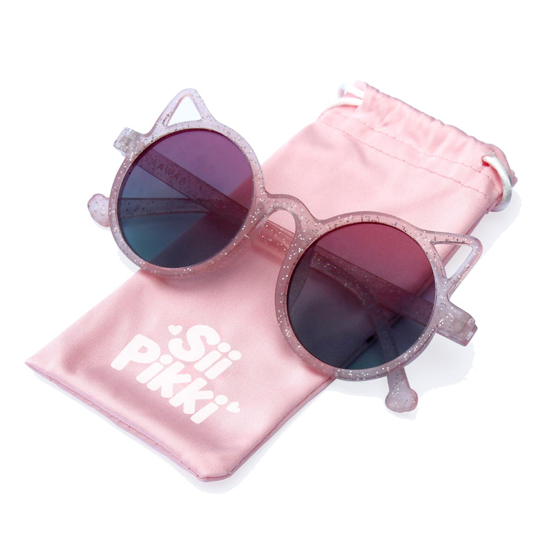 Kids Sunglasses Polarized UV400 Protection | Cat Ears Toddler Sunglasses Ages 2-8 | Gift Ideas For Girls Princess Pink Glitter