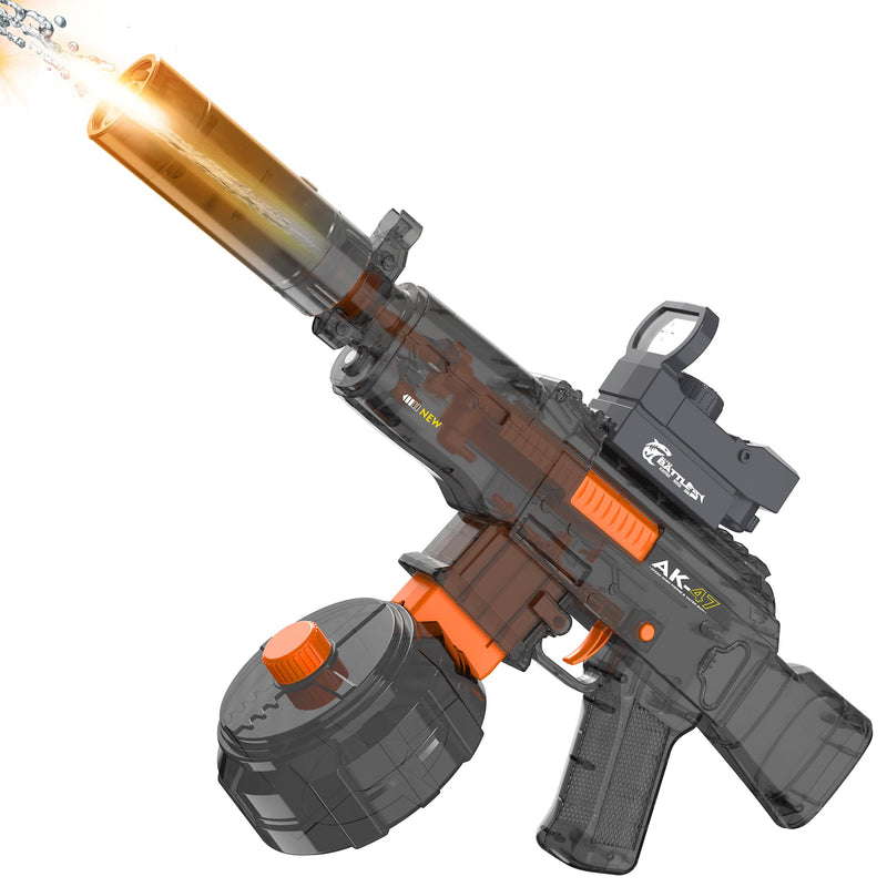 Electric Water Gun for Kids & Adults - 32FT Long Range Automatic Squirt Gun with LED Muzzle Flash Automatic Refill 450ML Water Tank, Backyard Water Blaster Pistol Outdoor Pool Party Summer Toy(Grey) Grey - PawsPlanet Australia