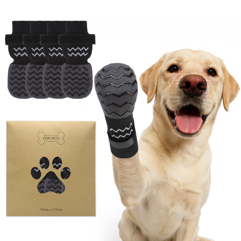 Dog Socks Shoes for Hot Pavement to Prevent Licking Paws, Summer Anti Slip Pet Booties with Grip Traction Control for Hardwood Floors, Grippy Boots & Paw Protectors for Small Medium Large Senior Dogs Black Large (Paw Width: 3") - PawsPlanet Australia