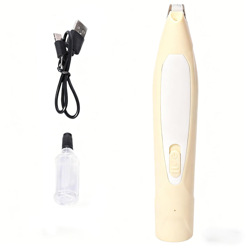 Ultra-Quiet Dog & Cat Paw Trimmer - LED Light Pet Foot Hair Remover, Safe Grooming Clippers for Paw Pads Yellow