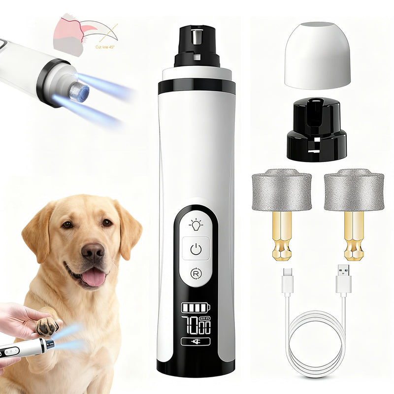 Silent Groom Pro Nail Grinder 2026 Upgraded with 2 LED Light & 3-Speed 2000mah Battery Professional Quiet Painless Paws Grooming & Smoothing for Small Medium Large Dogs and Cats (1+2*Replacement Head) 1+2*Replacement Head - PawsPlanet Australia