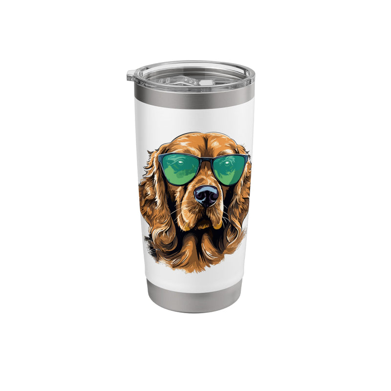 Cocker Spaniel Dog Breed Pet with Sunglasses Cute Graphic Stainless Steel Insulated Tumbler 20 Ounces White - PawsPlanet Australia