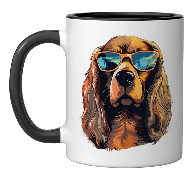 Cocker Spaniel Dog Breed Pet with Sunglasses Cute Graphic Ceramic Mug, Black/White 11 Ounces - PawsPlanet Australia