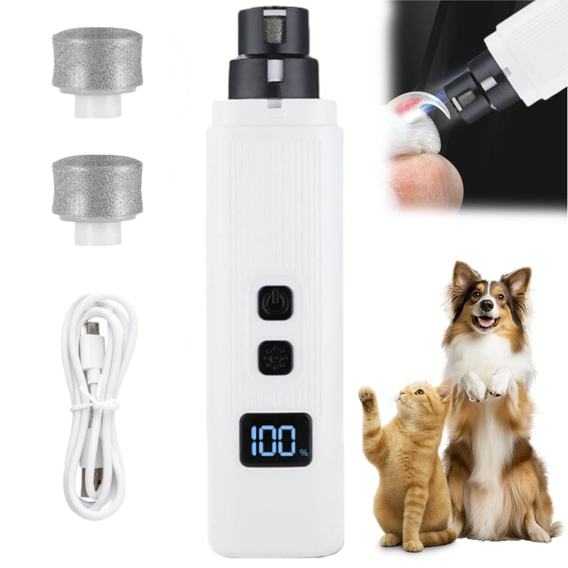 Silent Dog Nail Grinder, Cat Nail Safe Cut Cat Nail Trimmer, Dog Nail Trimmers, 2026 New Two Adjustable Low-Vibration Ultra-Quiet Under 40db ＆ Powerful Enough for All Cats ＆Dogs (White) - PawsPlanet Australia