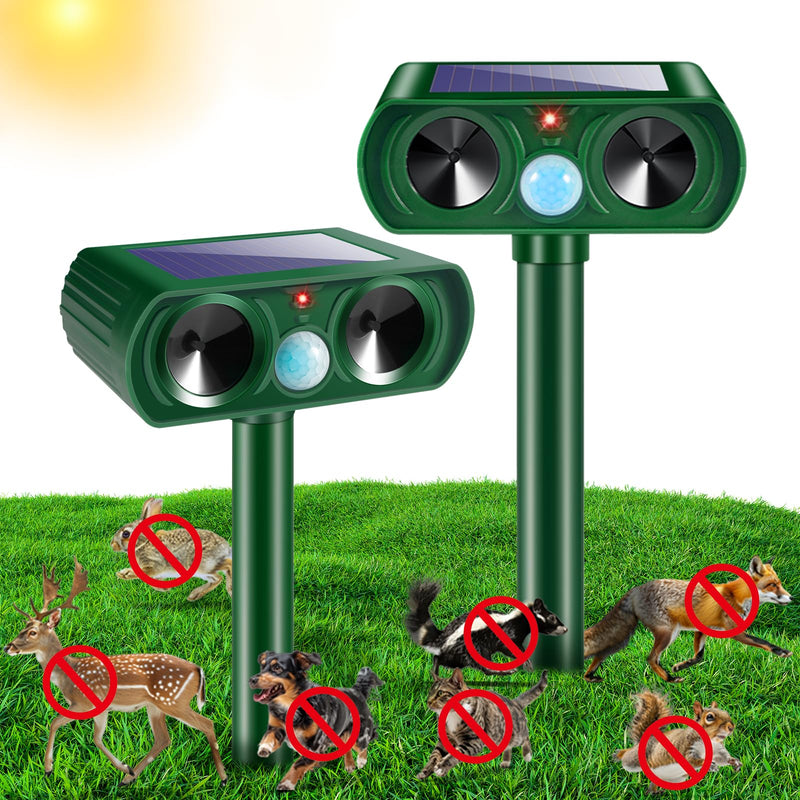 2 Pack Solar Ultrasonic Animal Repeller Outdoor, Cat Deer Repellent Devices with Motion Sensor, IP65 Waterproof Animal Deterrent Devices for Squirrels,Rabbits,Dogs,Raccoons,Skunks for Garden Yard Farm 2 - PawsPlanet Australia