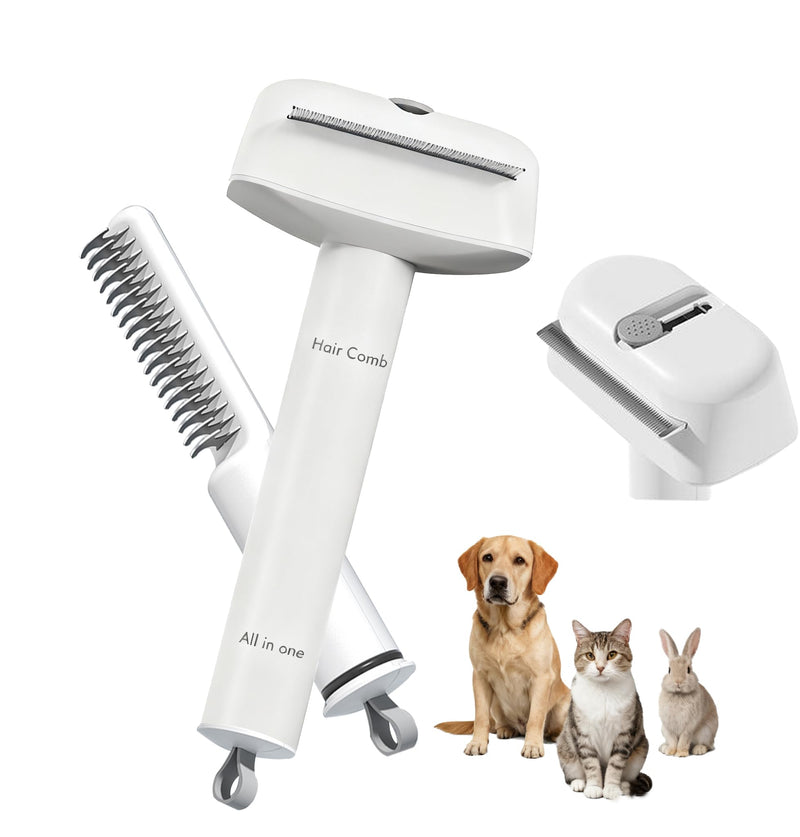 Upgraded 3 in 1 Grooming Kit for Pets, Double-Sided Undercoat Rake for Shedding, Dematting Comb for Cats, Deshedding Dog Brush, Flea Comb, Suitable for Short & Thick Coat, Pet Friendly Teeth - PawsPlanet Australia