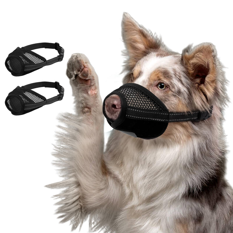 2 Pack Dog Muzzle for Large Dogs, Soft Air Mesh Breathable Muzzle Allows Panting Drinking, Adjustable Pet Muzzles with Upgraded Buckle to Prevent Biting Barking for Walks, Grooming, Black, XL Black-2pcs X-Large - PawsPlanet Australia
