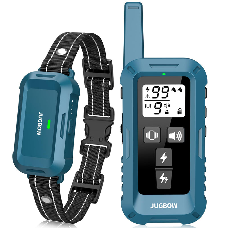 Jugbow Dog Shock Collar - 4200FT Dog Training Collar with Remote, IPX7 Waterproof Electric Collar with 4 Training Modes, Security Lock, Rechargeable e-Collar for Dogs 10-120lbs Blue - PawsPlanet Australia