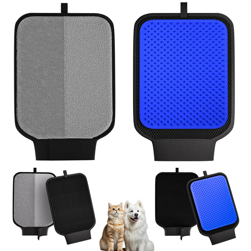 2 Pack Pet Hair Removal Glove, Pet Hair Remover Tool with with Wrist Strap, Gentle Shedding Silicone Brushes for Dogs & Cats, Efficient Pet Hair Gloves for Couch Carpet Clothing DM2BD-BU - PawsPlanet Australia