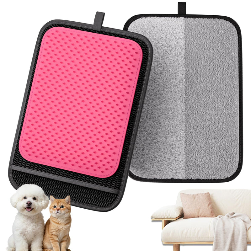 Dual-Sided Pet Hair Removal Glove, Pet Hair Remover, Soft Silicone Shedding Brush for Dogs & Cats, Pet Hair Gloves for Couch, Carpet, Clothing (Pink)