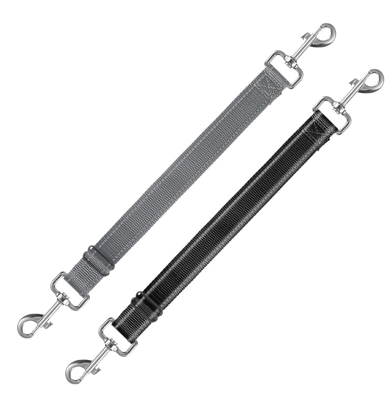 2 Pack Black Leash for Dogs, Adjustable Dog Leash Connector with Reflective Double Ended Backup Clasp, Leashes Connector for Harness to Collar (Grey & Black) - PawsPlanet Australia