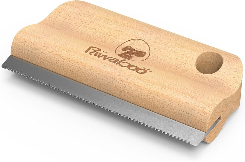 Pawaboo Deshedding Brush for Dogs & Cats, Dog Hair Removal Comb with Ergonomic Gripping, Wooden Grooming Shedding Brush for Short Hair Dogs and Cats, Hangable Pet Cleaning Comb Supplies, 5.1 Inch Short Teeth - PawsPlanet Australia