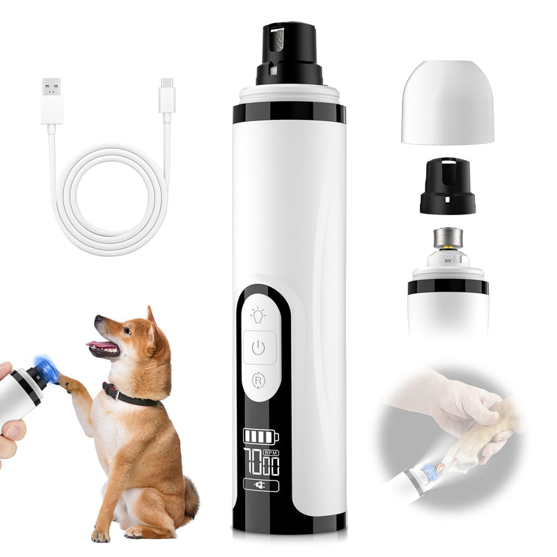 2026 Upgraded Nail Grinder,3-Speed Powerful Electric Pet Nail Trimmer,Rechargeable USB Charging/2 LED Light/Grinding Wheels/Pet Silent Cat Claw Nail Grooming Supplies for Small and Large Dogs and Cats - PawsPlanet Australia