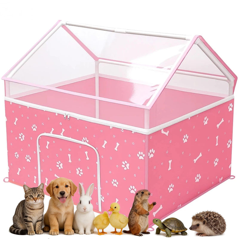 Cat Playpen, Puppy Playpen Small Dog Pet Crate Tent Cage Indoor & Outdoor, Cat House Enclosure Kennel Dogs/Cats/Rabbits/Hamster (Pink) Pink