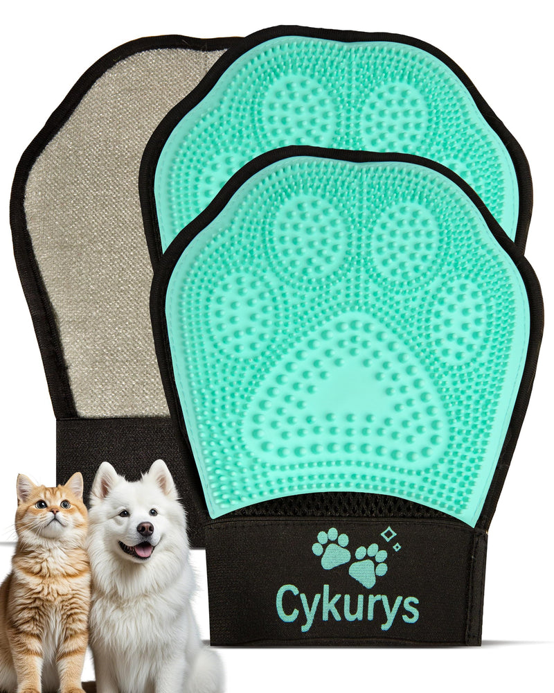 Pet Hair Removal Glove for Dogs & Cats(2-Pack), 2-in-1 Double-Sided Pet Grooming Glove, Electrostatic Pet Hair Remover Glove for Clothes & Furniture + Silicone Brush for Deshedding Pets 2PCS - PawsPlanet Australia