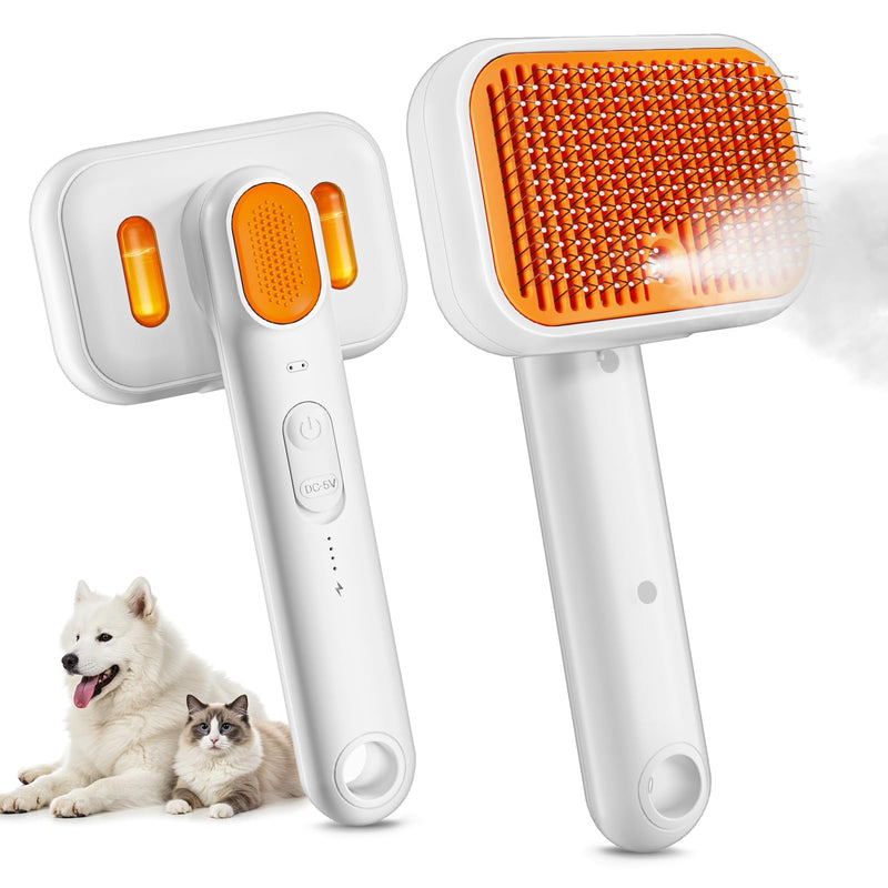 Dog Brush for Shedding & Cat Brush for Indoor Cats: 3-in-1 Cool Mist & Spray Groomer for Detangling, Deshedding & Bath - Anti-Static, Self-Cleaning for Long/Short Haired Pets - PawsPlanet Australia