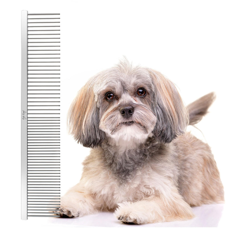 Eye Envy ProGlide Detangling Comb for Dogs and Cats. Dual-sided 7.5” Greyhound-style comb with 30mm rounded teeth. Gentle on your pet, it glides through dense coats without damaging hair or skin.
