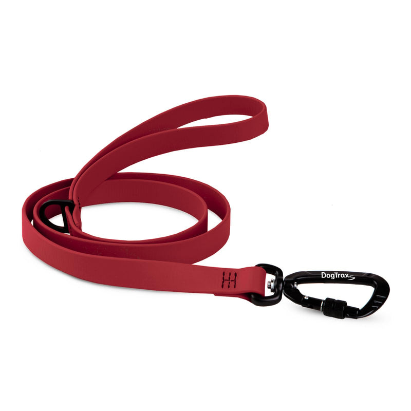 DogTraxs - Essential Dog Leash - Biothane Training Lead - for Small-Large Dogs - Waterproof & Odor Resistant - Self Locking Swivel Carabiner Durable - 3/4" x 3 Feet - Maroon - PawsPlanet Australia