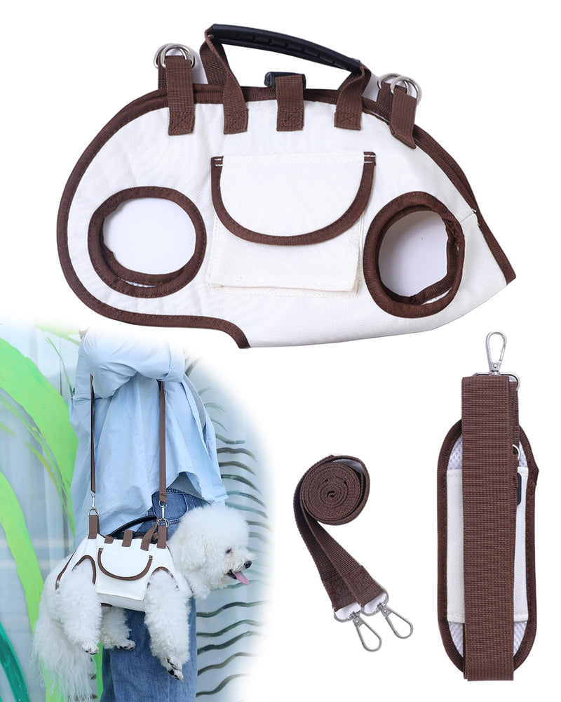 Carry Sling for Small Dogs,Breathable Dog Carrier Bag,Portable Pet Carrier Sling with Adjustable Leash (M, 8.8~14.3 lbs) Brown-M - PawsPlanet Australia