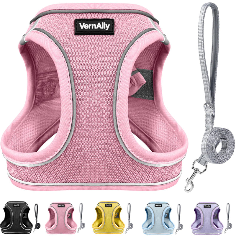 Sparkly Dog Harness Small Sized and Leash Set for Small Dogs Cats,Pink XXS Puppy Harness, Step in Soft Dog Reflective Vest, Breathable Mesh Pet Harness. (Pink, XXS) Pink - PawsPlanet Australia
