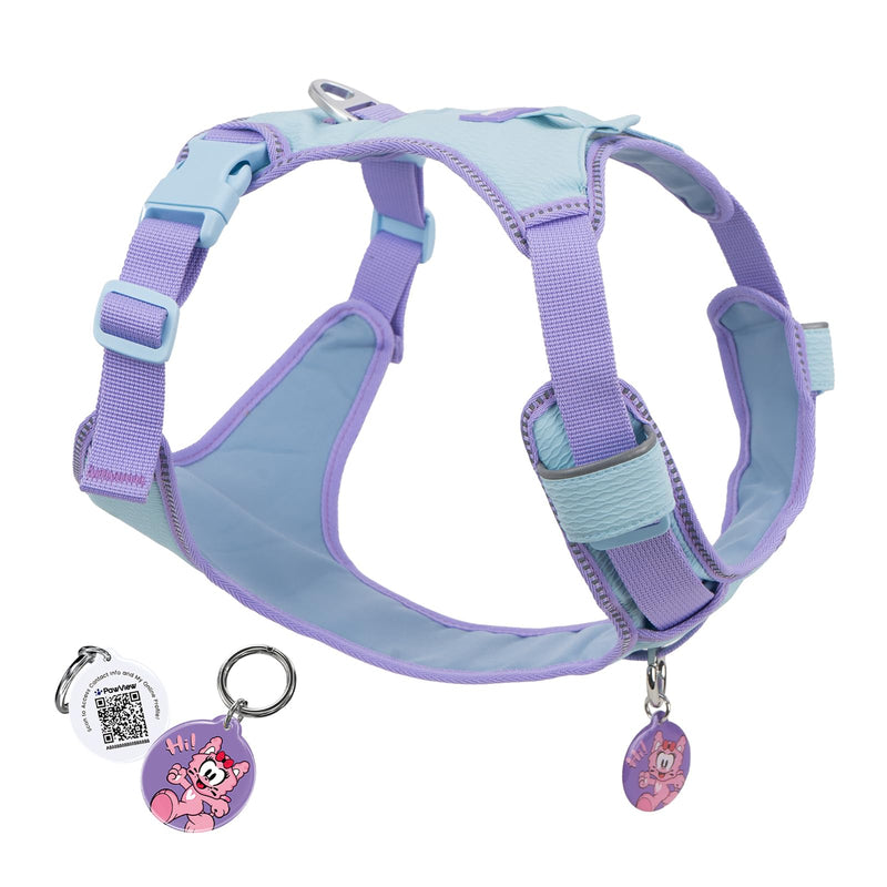 No Pull Dog Harness for Small Dogs & Puppies, Lightweight Escape Proof Adjustable Pet Harness with Front & Back Clip, Reflective Soft Vest with ID Tag, for Running Walking Hiking, Blue Baby Blue XS (Chest:13-18") - PawsPlanet Australia
