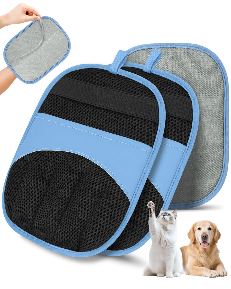 2 Pack Pet Hair Removal Glove - Electrostatic Magic Brush Gloves Pet Hair for Dogs and Cats, The Magic Brush Pure Path Yomi Pet Grooming Needs, Fur Remover for Furniture, Clothes, Car Seats (Blue) 2 Pcs Blue