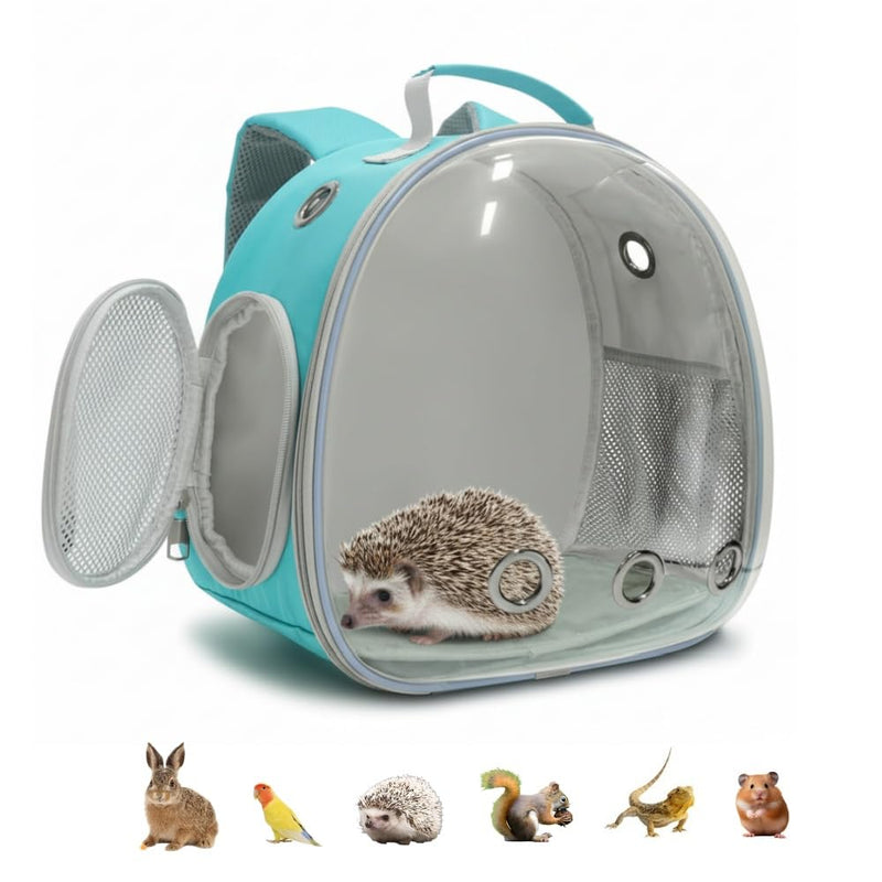 Small Animal Carrier Guinea Pig Backpack,Transparent, Breathable Backpack Carrier for Hedgehogs, Rabbits, Birds, Squirrels, Hamsters, Lizards Comfortable, Portable Travel Bag for Small Pets (Green) Green