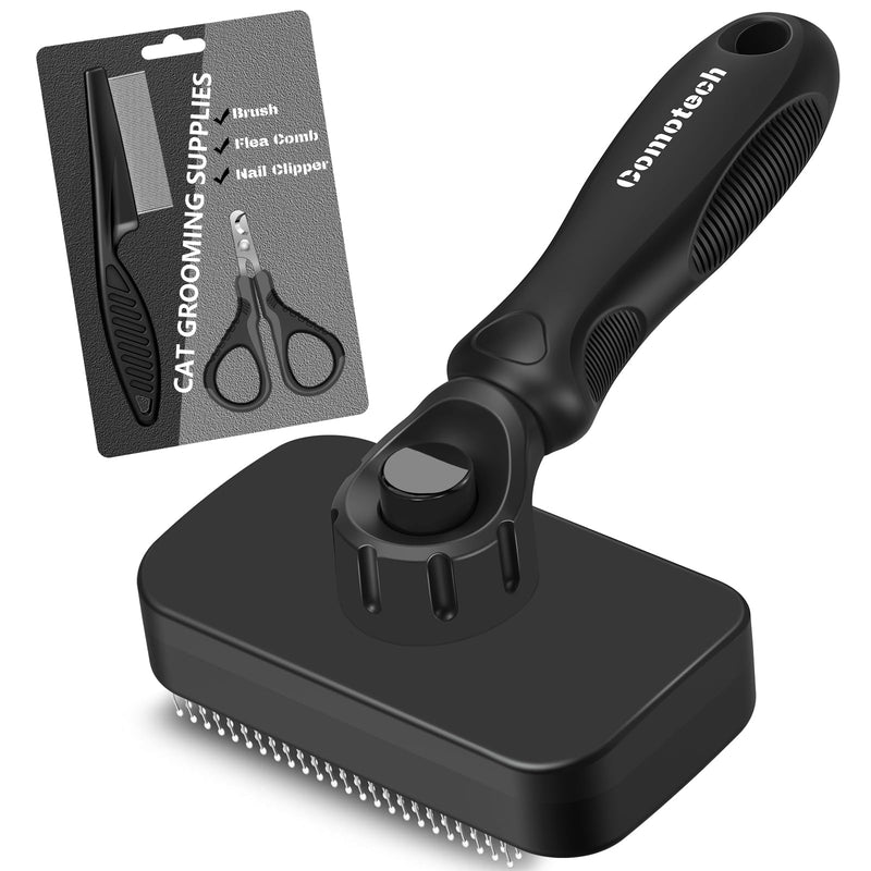 3PCS Cat Grooming Supplies, Cat Brush & Nail Clipper/Trimmer & Flea Comb for Shedding Indoor Cats Essentials Stuff Accessories (Black Grey) - PawsPlanet Australia