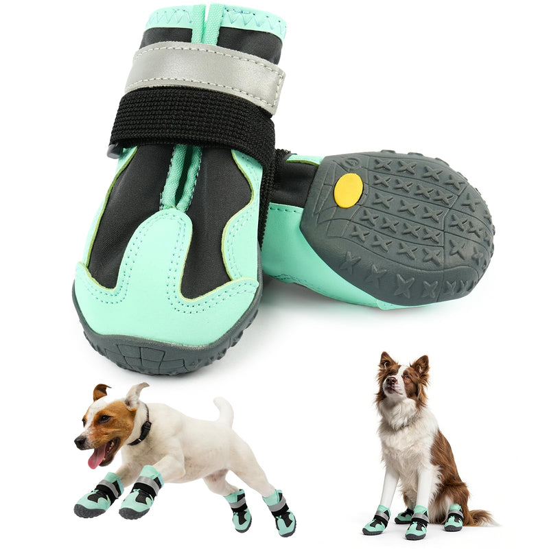 2 Breathable Small Dog Shoes for Outside, Anti-Slip Reflective Waterproof Dog Boots, Dog Rain Boots & Paw Protectorss for Winter Snow, Hot Pavement Green 3# 2.16'' (2 Boots) - PawsPlanet Australia