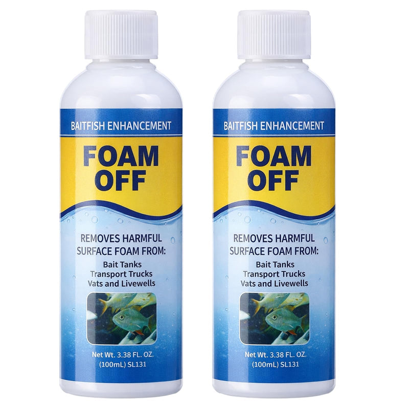 2pcs Foam Remover Water Defoamer for Fish Alive Longer Healthier for Minnow Buckets Livewells Bait Tanks Aquariums Saltwater Reservoir Fishing, 100ml Per - PawsPlanet Australia