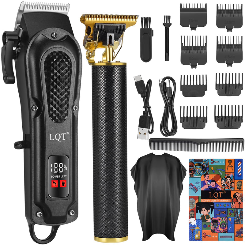LQT® Men's Professional Hair Clippers Kit，Cordless & Corded Barber Clippers Set，Grooming Rechargeable Beard Trimmer with Adjustable Blade Black - PawsPlanet Australia