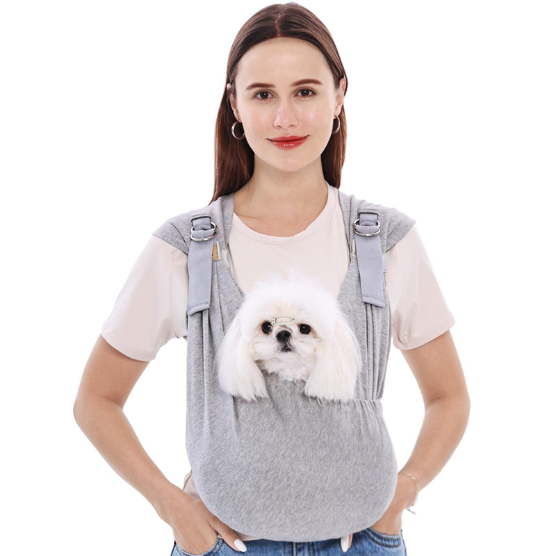 Supet Dog Carrier Sling for Small Dogs, Front Facing Cat Sling Carrier Chest, Hands Free Pet Sling Carrier, Adjustable Dog Front Carrier, Reducing Back Pain, Anti Pet Anxiety (Grey, Regular) Regular ( 3-14LB ) Grey - PawsPlanet Australia