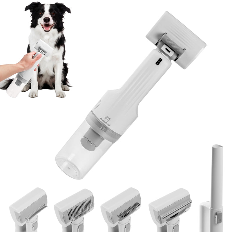 Deshedding Brush with Vacuum Suction, 5-in-1 Pet Hair Removal Tool for Dogs Cats, Cordless Undercoat Rake Removes Loose Hair, 9Kpa Pet Vacuum Cleaner for Furniture Carpet, Washable new box - PawsPlanet Australia