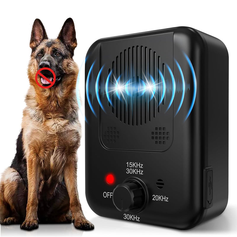 Anti Barking Devices, Dog Bark Deterrent Devices, Ultrasonic Dog Bark Box Deterrents Can Stop Neighborhood Dogs from Barking, 3 Adjustable Modes Indoor & Outdoor, Safe & Humane Dog Silencer - Black